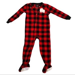 Just One You, red plaid footed pj’s. 4T